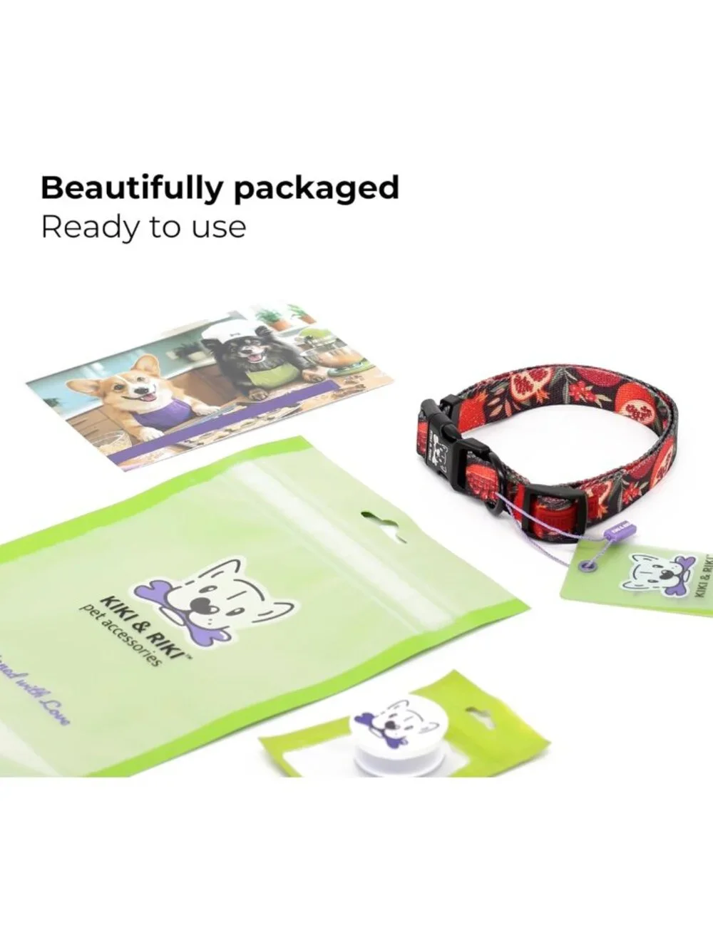 Adjustable Soft Nylon Dog Collar for Small Dogs, Quick-Release, Artist Print